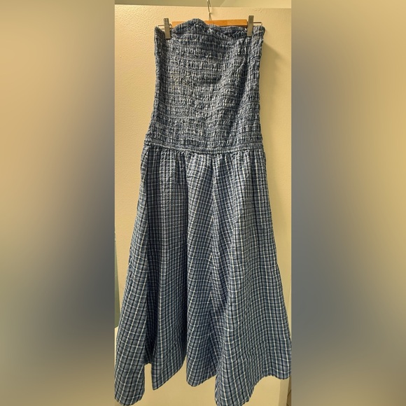 TOPSHOP Plaid Smoked Strapless Dress - Picture 2 of 2